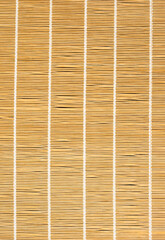 Hand woven straw roller shade abstract pattern. Bamboo blinds pattern Diagonal texture background. Bamboo blind frame with rope