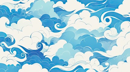 Abstract Blue and White Cloud Pattern