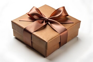 Obraz premium A brown box with a brown ribbon tied around it