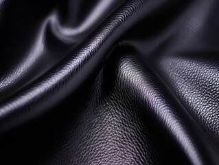 A close up shot of a black leather texture