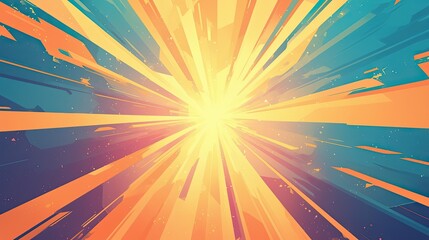 Obraz premium Abstract Bright Light Radiating from Center with Orange and Blue Hues