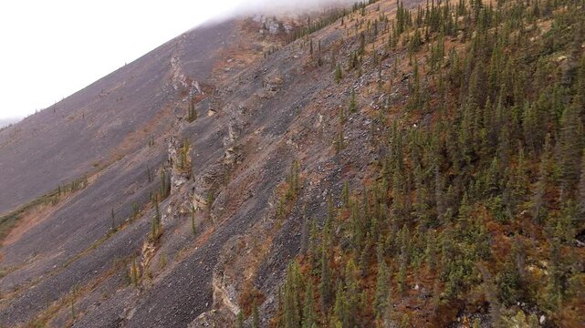 Autumn Wilderness Landscape Near Engineer Creek, Dempster Highway, Yukon, Canada - Drone Shot