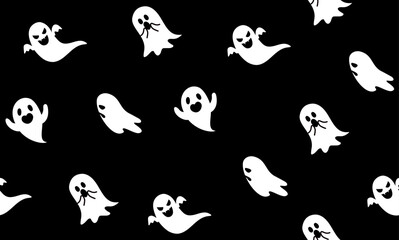 Seamless pattern halloween theme of ghost cartoon. Dark cute ghost pattern for fabric and wrapping paper. Pattern for design wallpaper and fashion prints.
