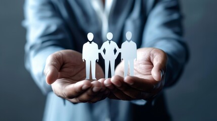 Fototapeta premium Leader and business team engaged in working business process organization, roles and responsibilities distribution. Team management to increase efficiency