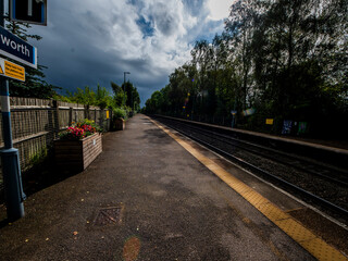 Fototapeta premium railway platform with flowers