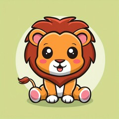 Obraz premium Cartoon cute lion sitting