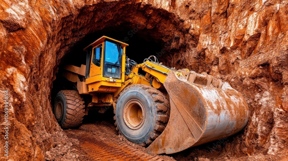 Poster excavator operates in deep mine to unearth resources