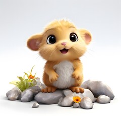 Fototapeta premium A beautiful cute animal for children story concept on a white background