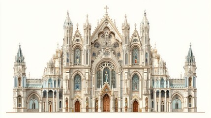 Naklejka premium A large, ornate cathedral with intricate details and a grand facade.