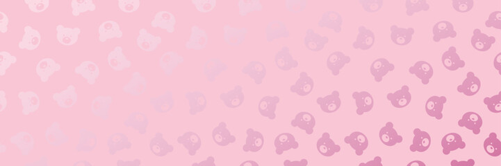 Pink bear shimmery vector banner, cute bear background design