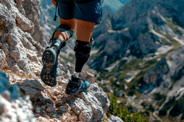  A Prosthetic-Limb Hiker's Journey Through Rugged Mountain Terrain.Triumph Over Trails
