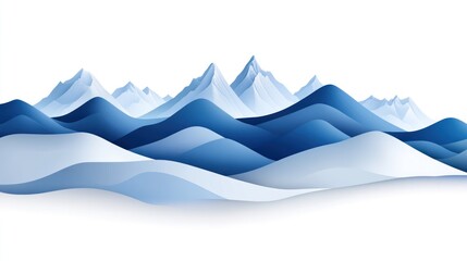 A paper cut-out style illustration of a snow-capped mountain range against a white background.