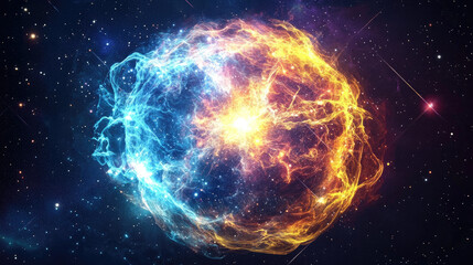 Abstract Supernova Burst, Swirling Patterns, Colors, Stars - Cosmic Energy and Interconnectedness.