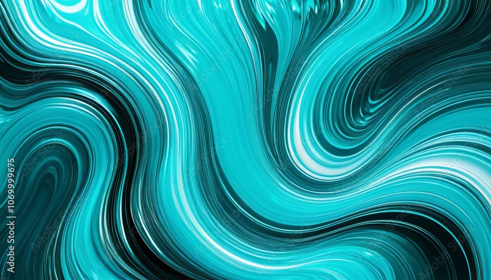 Poster abstract turquoise swirl: dynamic movement and vivid elegance in fluid patterns