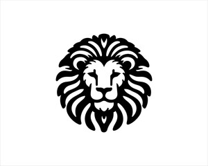 Lion head logo, lion head icon, lion face logo. Simple silhouette. Flat style. Black lion face icon logo. Logo design template. Vector illustration. Animal logotype concept. 