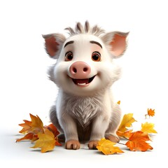 Obraz premium A beautiful cute animal for children story concept on a white background