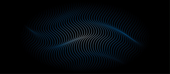 Technology abstract lines on black background. Digital future technology concept. Abstract black paper blue wave background and abstract gradient and blue wave curve lines.