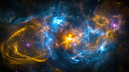 Fototapeta premium Abstract Supernova Burst, Swirling Patterns, Colors, Stars - Cosmic Energy and Interconnectedness.