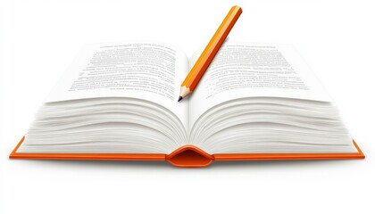 Fototapeta premium Open Book with Pencil for Educational Themes