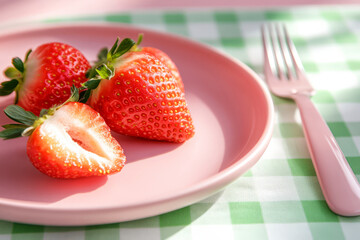 Delight in fresh strawberries enjoying a healthy and colorful snack on a sunny day