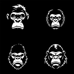 gorilla face black and white