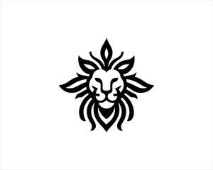 Obraz premium Lion head logo, lion head icon, lion face logo. Simple silhouette. Flat style. Black lion face icon logo. Logo design template. Vector illustration. Animal logotype concept. 