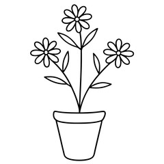 Medicinal Yarrow Flower Line Art SVG.