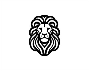 Lion head logo, lion head icon, lion face logo. Simple silhouette. Flat style. Black lion face icon logo. Logo design template. Vector illustration. Animal logotype concept. 