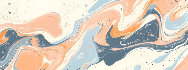 A beautiful orange and teal gradient background with swirling patterns of liquid paint, reminiscent of the ocean's surface, creating an abstract and artistic visual effect.