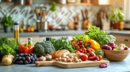 Fresh Produce on Kitchen Counter with Appliances