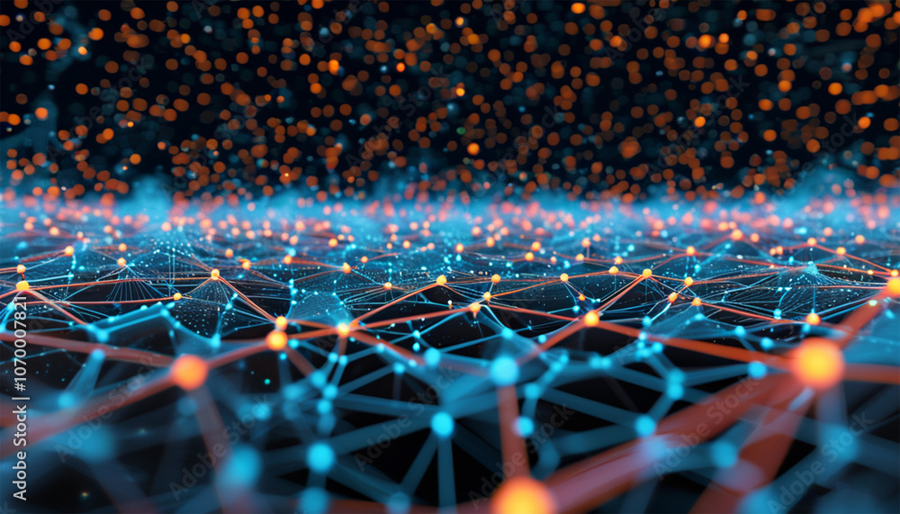 Poster the structure of the network connection of points and lines. data technology. digital background. 3d