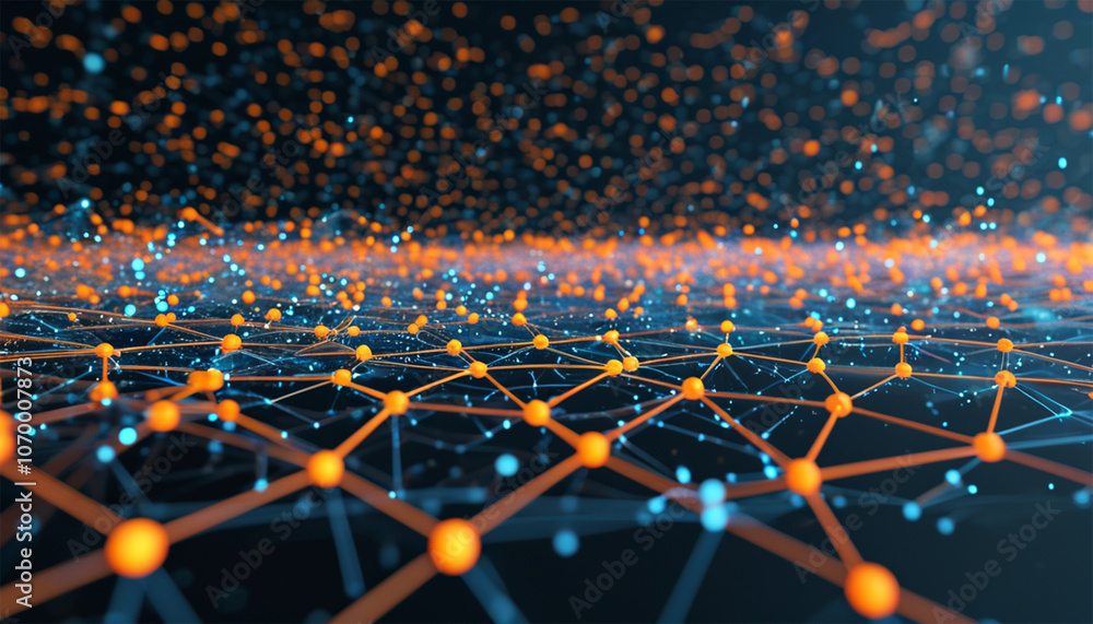 Poster the structure of the network connection of points and lines. data technology. digital background. 3d