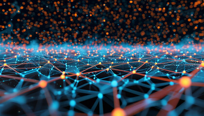 Fototapeta premium The structure of the network connection of points and lines. Data technology. Digital background. 3D rendering.