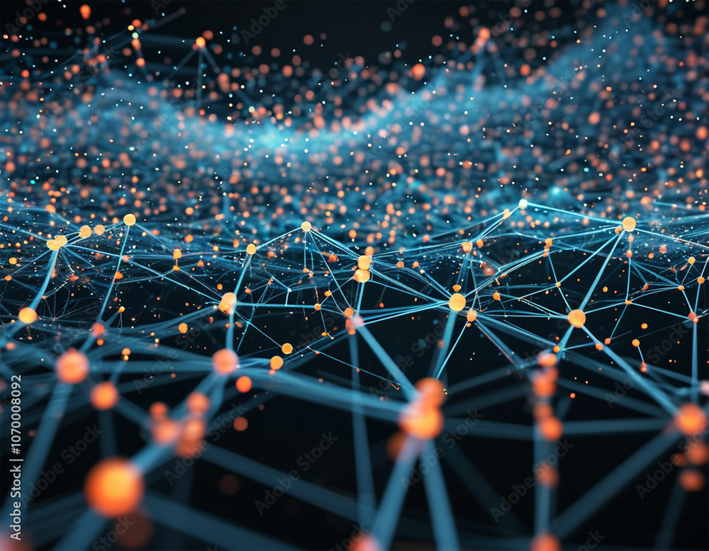 Poster the structure of the network connection of points and lines. data technology. digital background. 3d