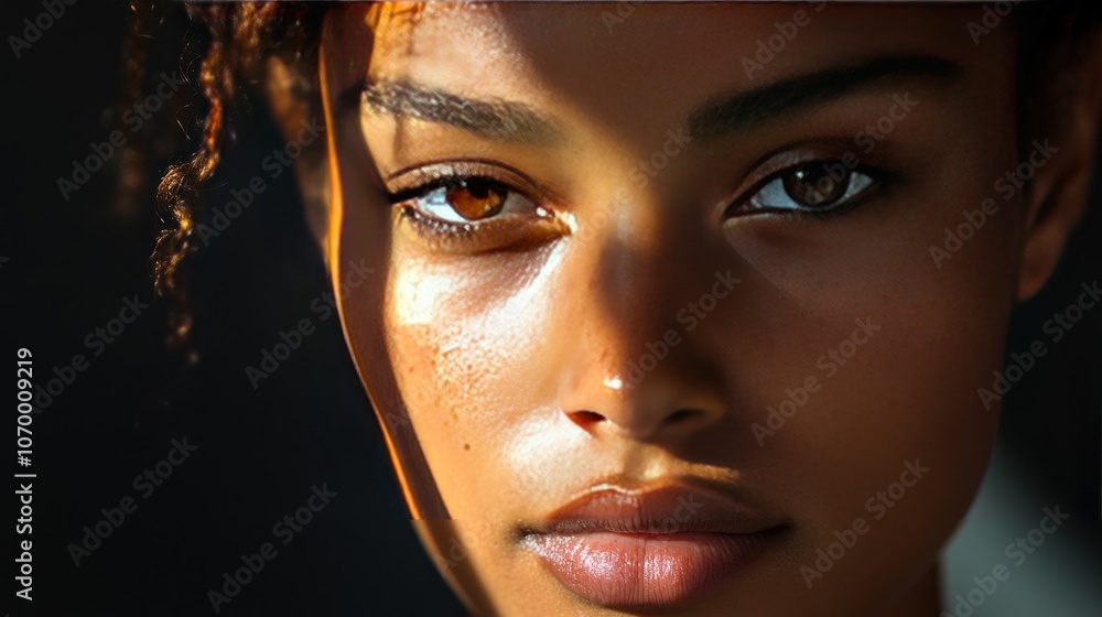 Aufkleber a portrait using split lighting technique. the light shines on only one half of the face, while the 