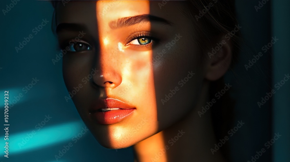 Poster a portrait using split lighting technique. the light shines on only one half of the face, while the 