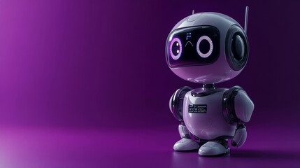 AI bot with Speech Bubbles on Purple Background 