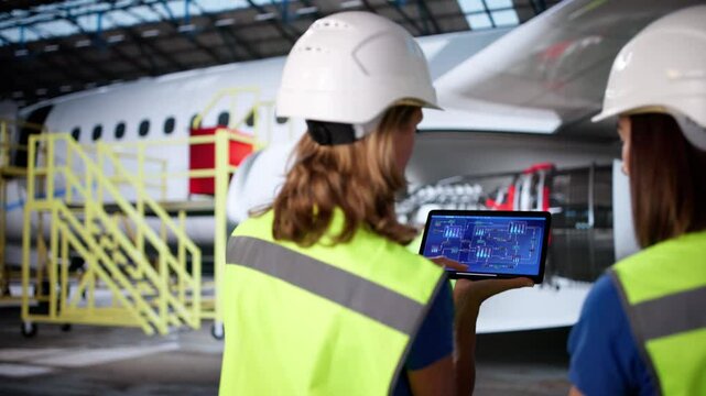 Technicians Using Scada System Aircraft Maintenance