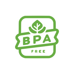 BPA free label green leaf nature healthy sticker vector illustration template design