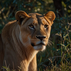 Obraz premium photo of a lion in the morning