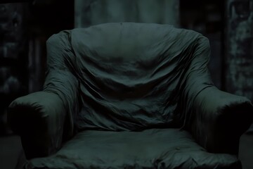 Moody Gray Leather Chair in Dark Room: A Vintage Industrial Interior Design Concept