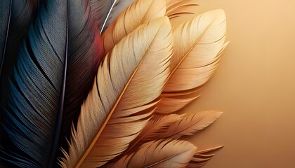 Close-up view of feathers Intricate patterns with natural tones.