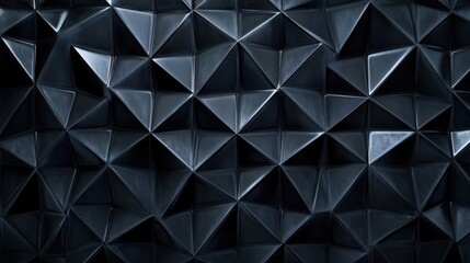 Obraz premium A striking close-up of a modern, textured black wall with geometric triangular patterns, creating a bold visual impact.