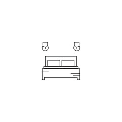 Creative bedroom icon line art vector illustration.