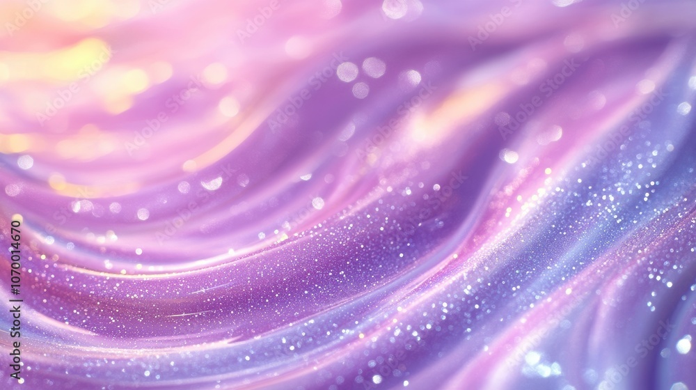 Poster a dreamy blend of soft purple hues and shimmering sparkles creates an enchanting abstract wave patte