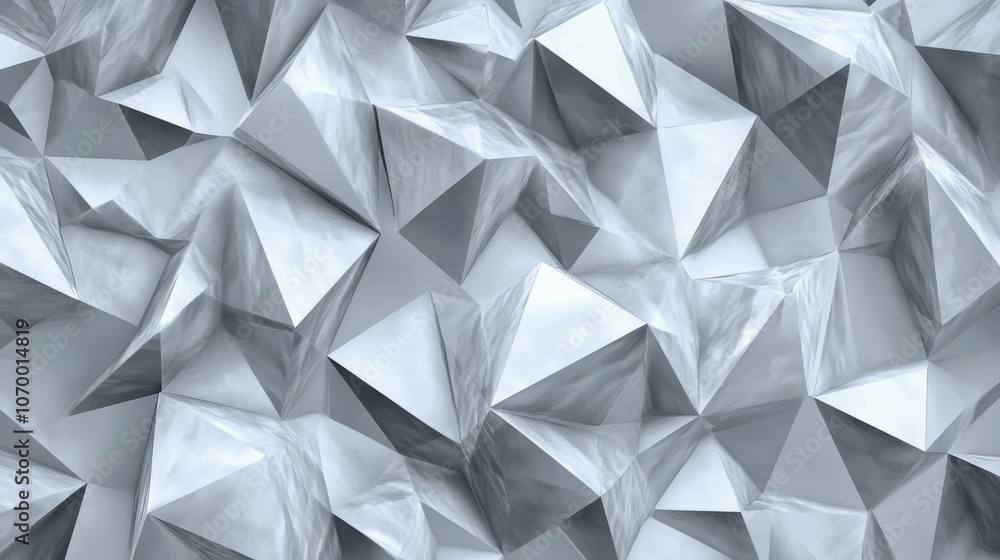 Poster abstract geometric shapes in shades of silver create a dynamic and modern textured background.