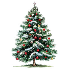 A watercolor vector of a Christmas tree, isolated on a white background.