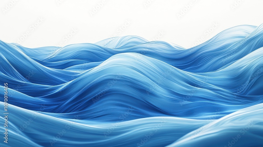 Poster a serene abstract depiction of flowing blue waves, creating a calming and tranquil atmosphere.