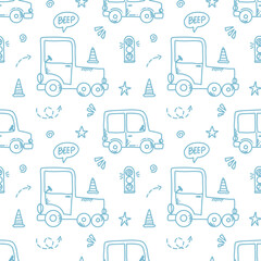 cute vector seamless pattern with cars
