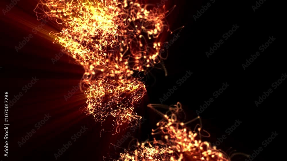 Poster abstract background with wavy shape particles, digital golden spheres with wave energy. seamless loo